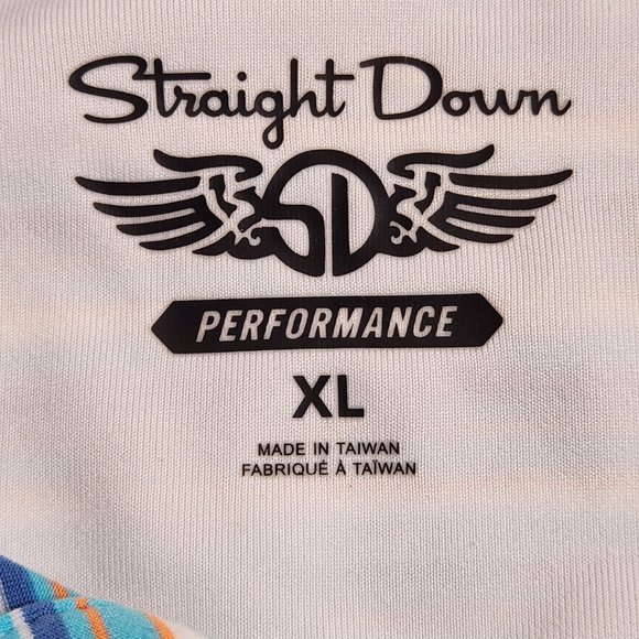 Straight Down Golf Polo Shirt Men’s XL Gray Striped Print Performance Top FstShp - Picture 8 of 11